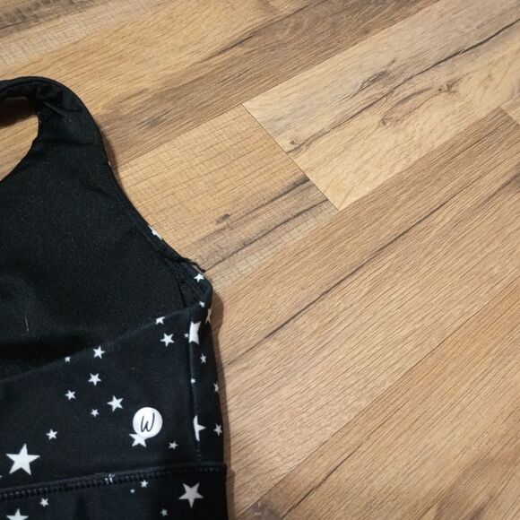 Wildfox Black & White Scattered Star Crisscross Sports Bra - Picture 7 of 8